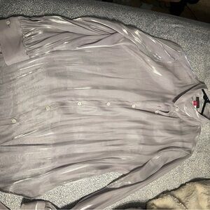 Vince Camuto Sheer Striped Blouse - Gray